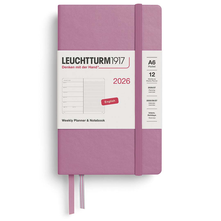 Diary Weekly Planner & Notebook 2026 A6 Dusty Rose in the group Paper & Pads / Planners / 12-Month Planners at Pen Store (136231)