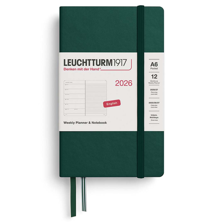 Diary Weekly Planner & Notebook 2026 A6 Forest Green in the group Paper & Pads / Planners / 12-Month Planners at Pen Store (136235)