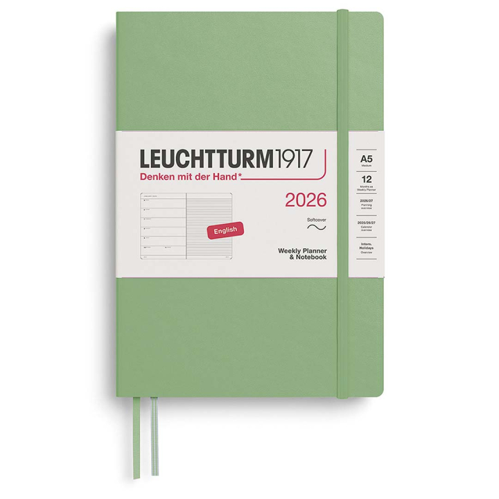 Diary Weekly Planner & Notebook 2026 A5 Soft Cover Sage in the group Paper & Pads / Planners / 12-Month Planners at Pen Store (136244)