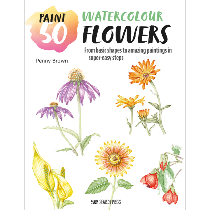 Paint 50: Watercolour Flowers in the group Hobby & Creativity / Books / Art Instruction Books at Pen Store (136318)