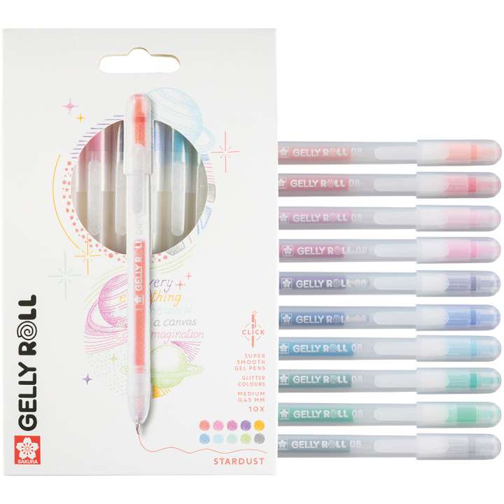 Gelly Roll Click Stardust Glitter 10-pack in the group Product series / Sakura Gelly Roll at Pen Store (136606)