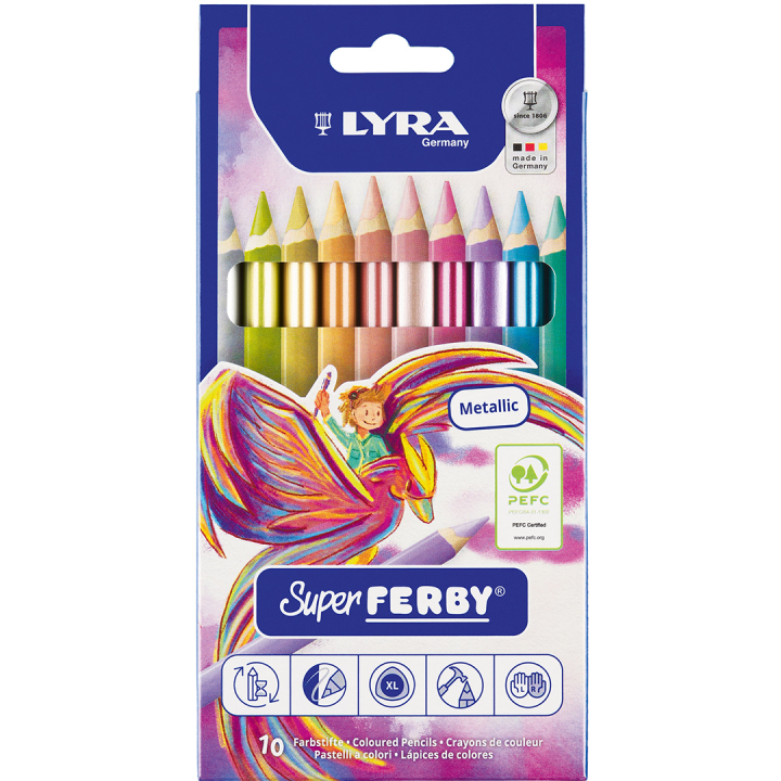 Super Ferby 10-piece metallic set (3+) in the group Kids / Kids' Pens / Colouring Pencils for Kids at Pen Store (136892)