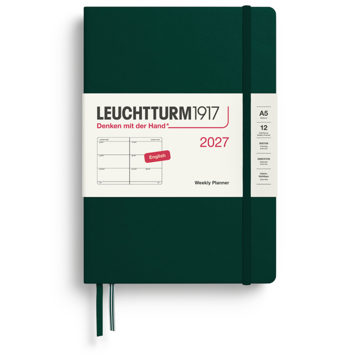 Diary Weekly Planner 2027 A5 Forest Green in the group Paper & Pads / Planners / 12-Month Planners at Pen Store (137491)