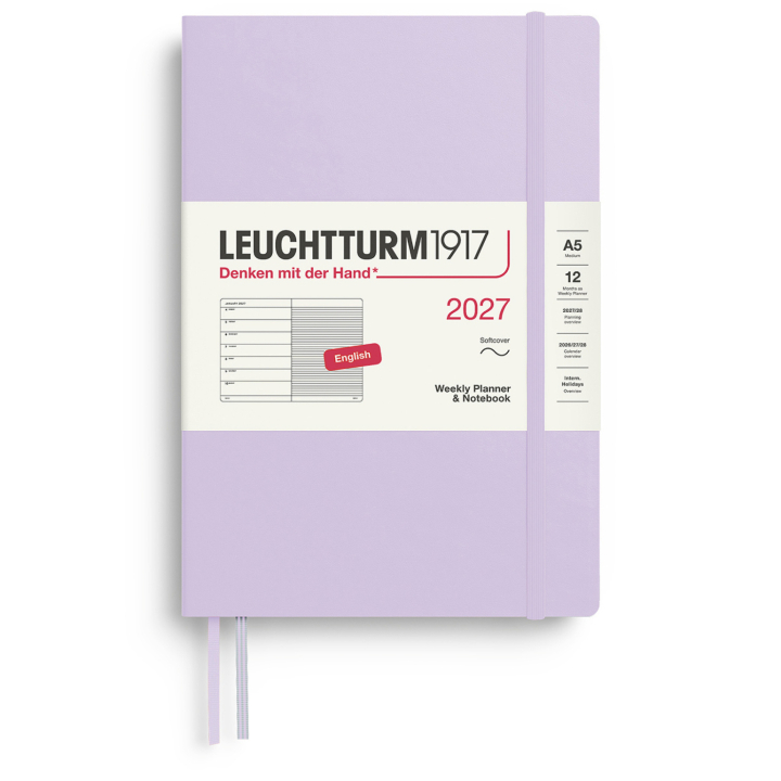 Diary Weekly Planner & Notebook 2027 A5 Soft Cover Lilac in the group Paper & Pads / Planners / 12-Month Planners at Pen Store (137494)