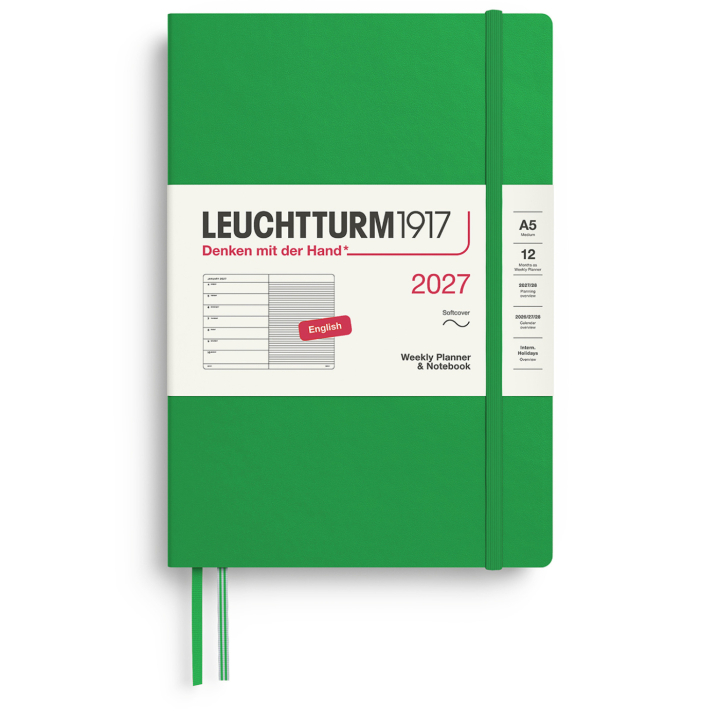 Diary Weekly Planner & Notebook 2027 A5 Soft Cover Spring Leaf in the group Paper & Pads / Planners / 12-Month Planners at Pen Store (137501)