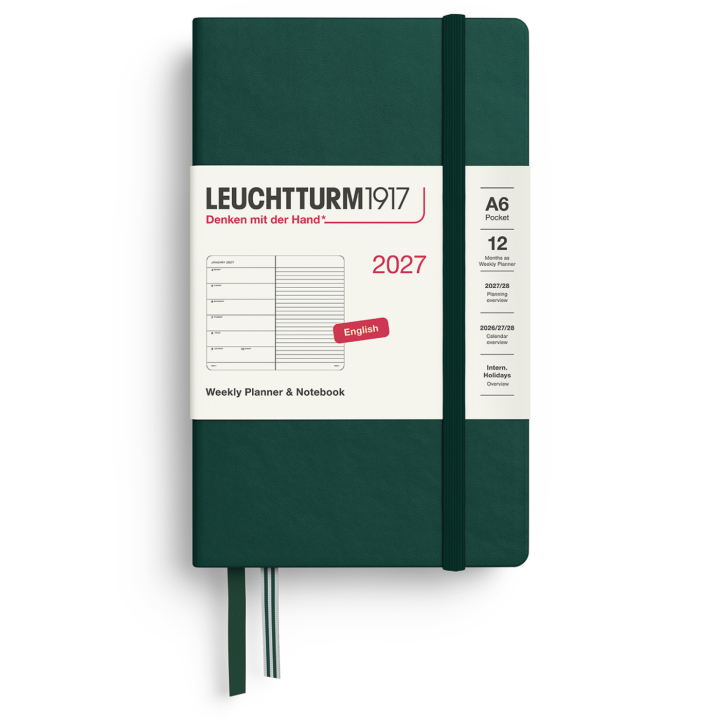 Diary Weekly Planner & Notebook 2027 A6 Forest Green in the group Paper & Pads / Planners / 12-Month Planners at Pen Store (137510)