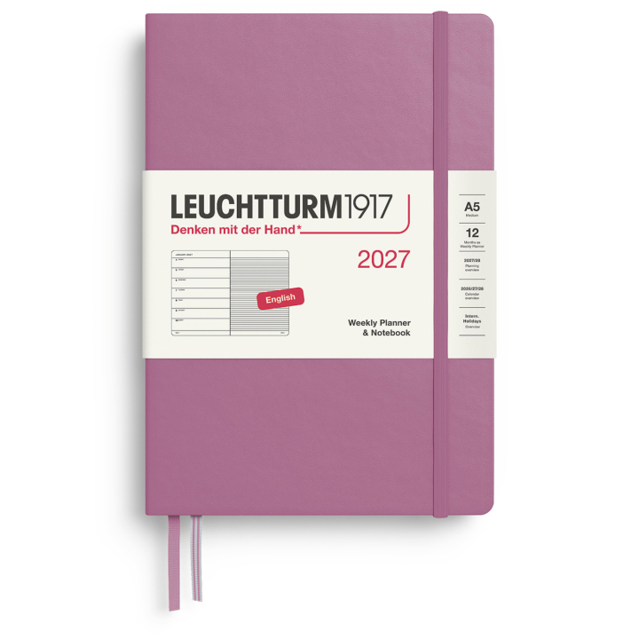 Diary Weekly Planner & Notebook 2026 A5 Dusty Rose in the group Paper & Pads / Planners / 12-Month Planners at Pen Store (137514)