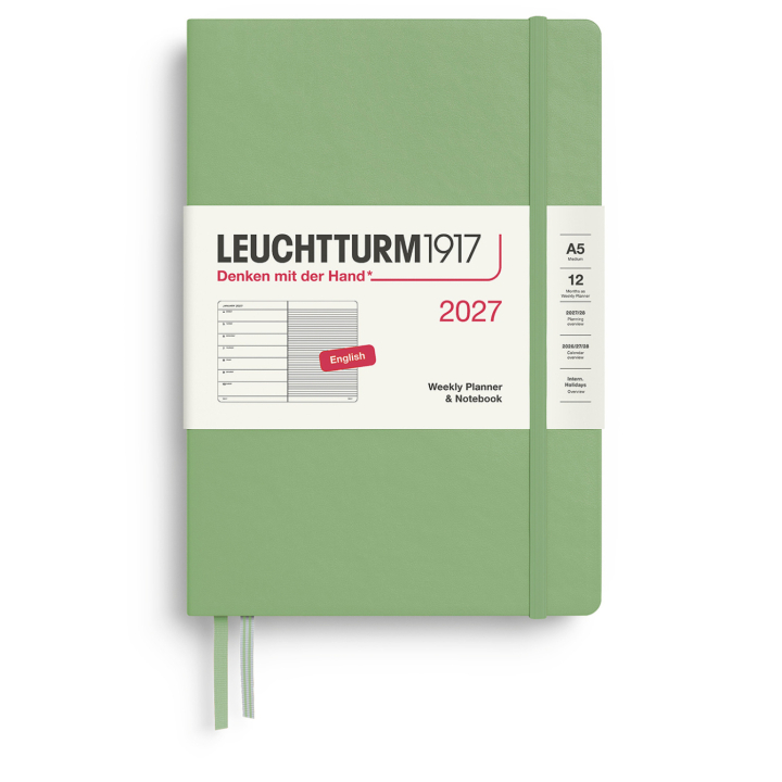 Diary Weekly Planner & Notebook 2026 A5 Sage in the group Paper & Pads / Planners / 12-Month Planners at Pen Store (137519)