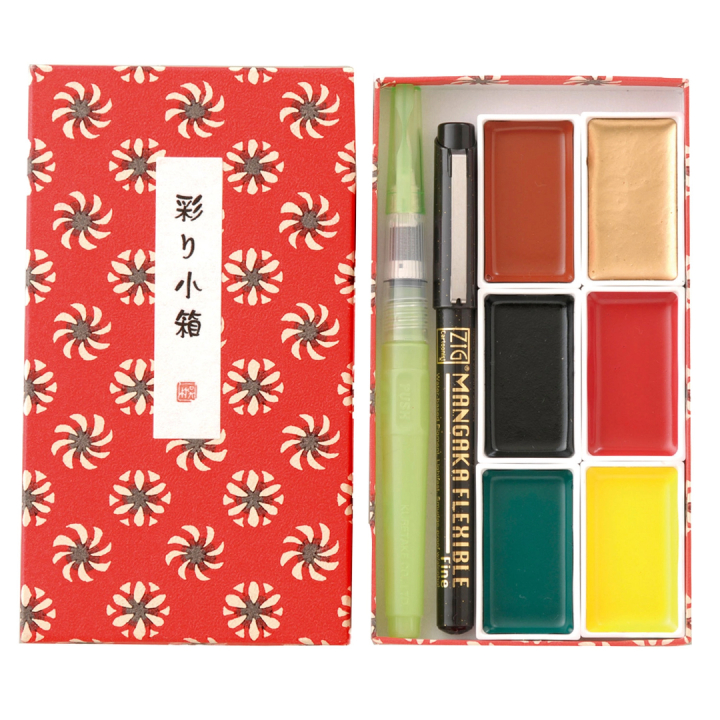 Gansai Tambi Irodori Kobako Watercolour set red in the group Art Supplies / Artist colours / Watercolour Paint / Watercolour pans at Pen Store (137567)
