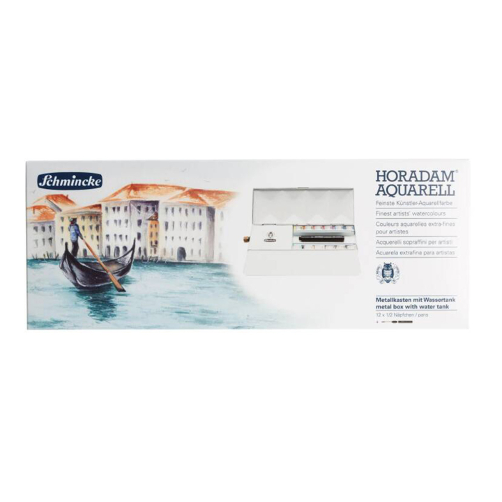 Horadam Aquarell Half Pans 12-set + watertank in the group Art Supplies / Artist colours / Watercolour Paint / Watercolour pans at Pen Store (137803)