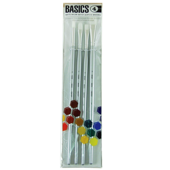 Synthetic Acrylic Brushes Long Handle 4-pack in the group Art Supplies / Brushes / Synthetic Brushes at Pen Store (137851)