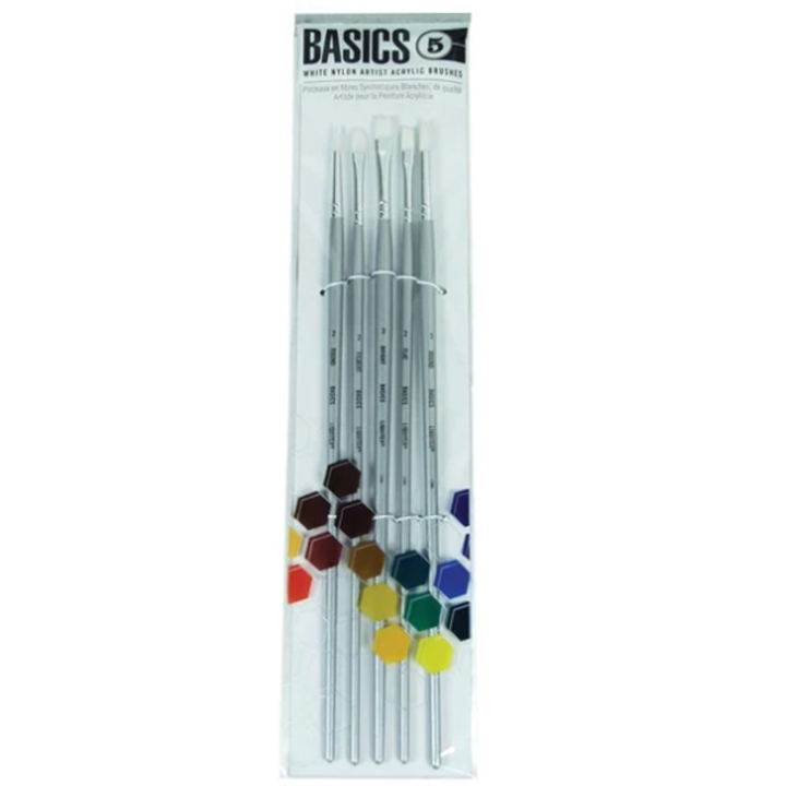 Syntetpensler Akryl Long Handle 5-pak in the group Art Supplies / Brushes / Synthetic Brushes at Pen Store (137852)