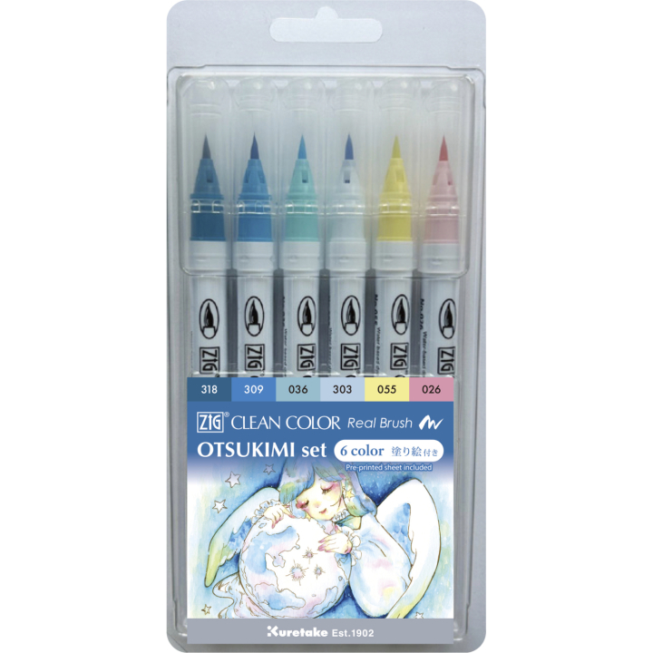 Clean Color Real Brush Set 6 pcs Otsukimi colors in the group Pens / Artist Pens / Brush Pens at Pen Store (138141)