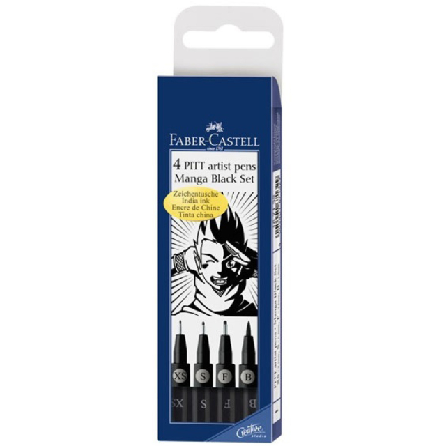 PITT Artist Pens Manga 4-set Black