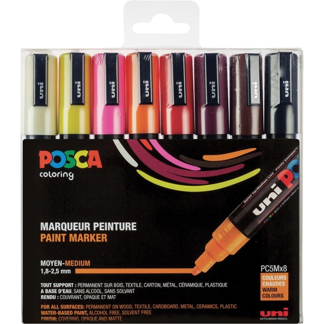 Posca PC-5M Warm Colours - Set of 8