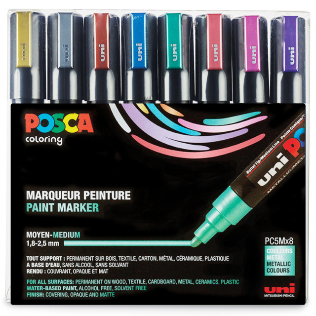 Posca PC-5M Metallic Colours Set of 8