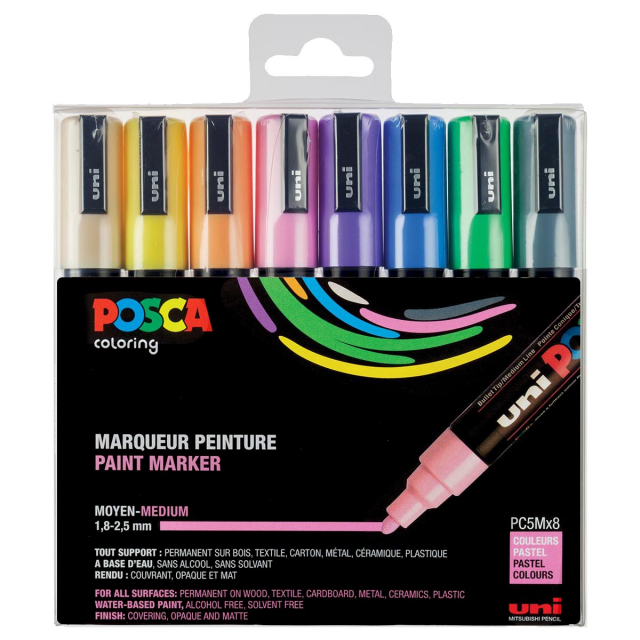 Posca PC-5M Pastel Colours Set of 8