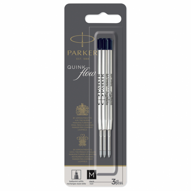 Ballpoint refill QuinkFlow 3-pack Medium Black in the group Pens / Pen Accessories / Cartridges & Refills at Pen Store (125387)