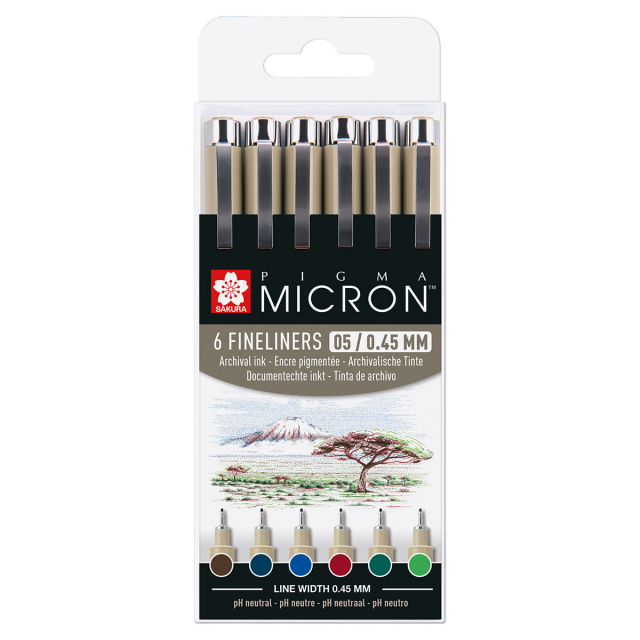 Pigma Micron Fineliner 6-set 05 Earth Colours