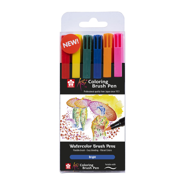 Koi Colouring Brush Pen 6-set Bright