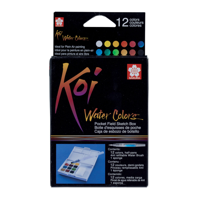Koi Water Colours Pocket Field Sketch Box 12 + Brush