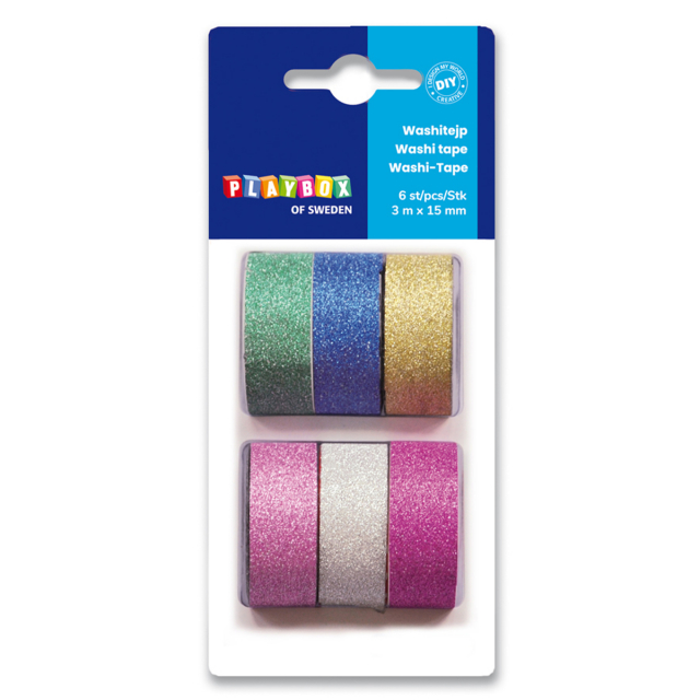 Washi Tape glitter 6 pcs