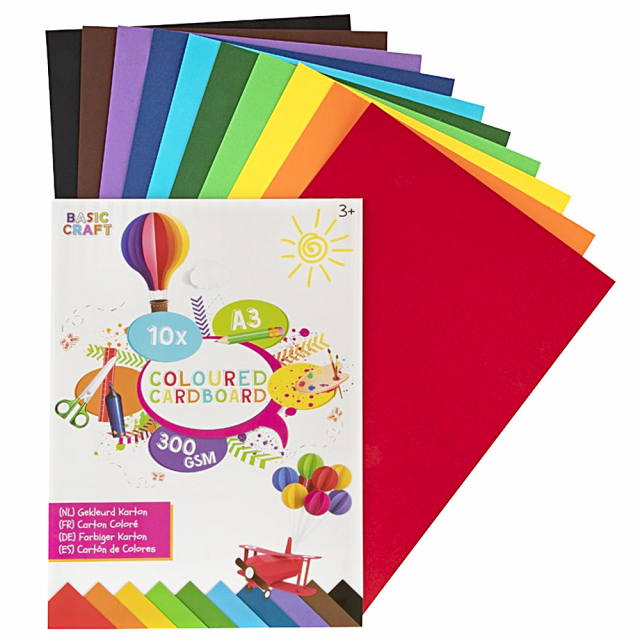 Coloured cardboard 300g A3 10 sheets