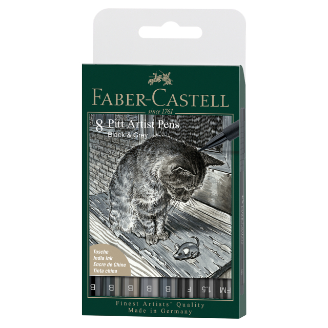 PITT Artist Pack of 8 Grey & Black