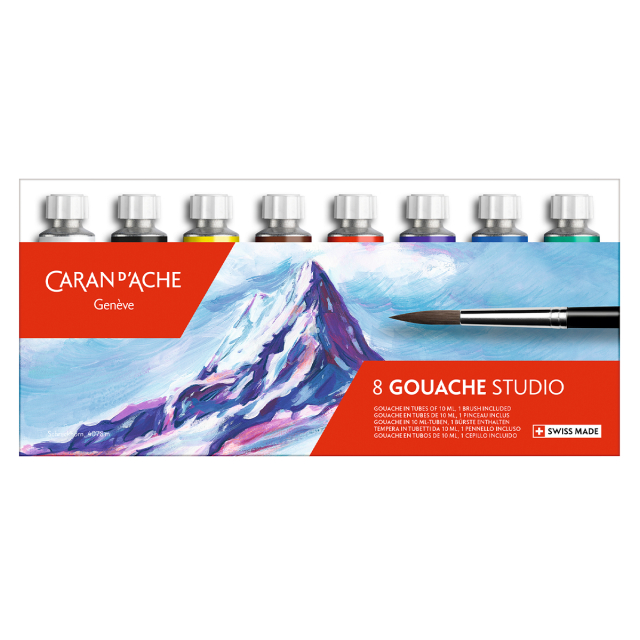 Box of 8 Tubes of Paint Gouache Studio 10 ml