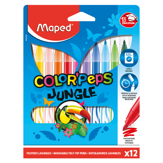 Colorpeps Jungle Felt Tip Pens Pack of 12