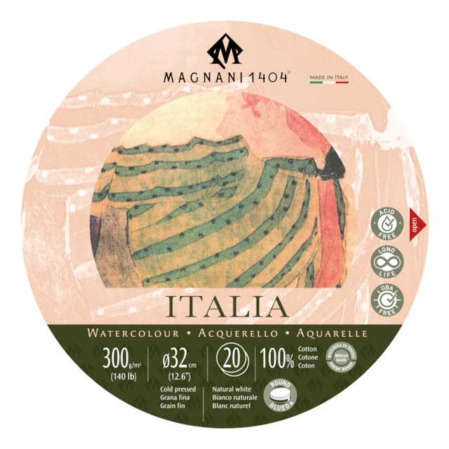 Watercolour Pad Round Italia 100% Cotton 300g 32cm 20 Sheets
