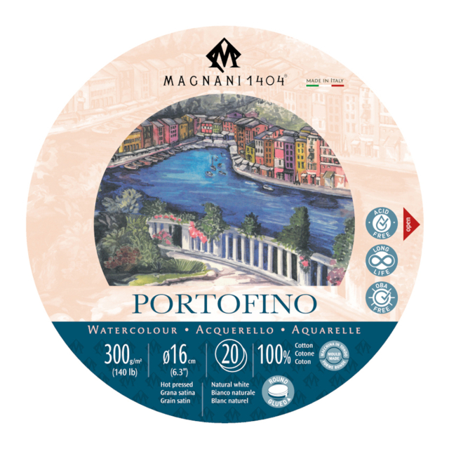 Watercolour Pad Round Portofino 100% Cotton 300g 16cm 20 Sheets