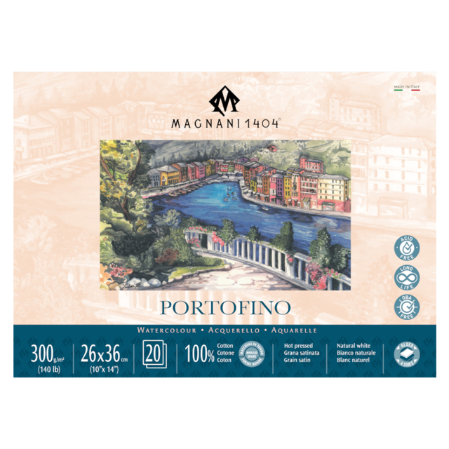 Watercolour Pad Portofino 100% Cotton 300g 26x36cm 20 Sheets