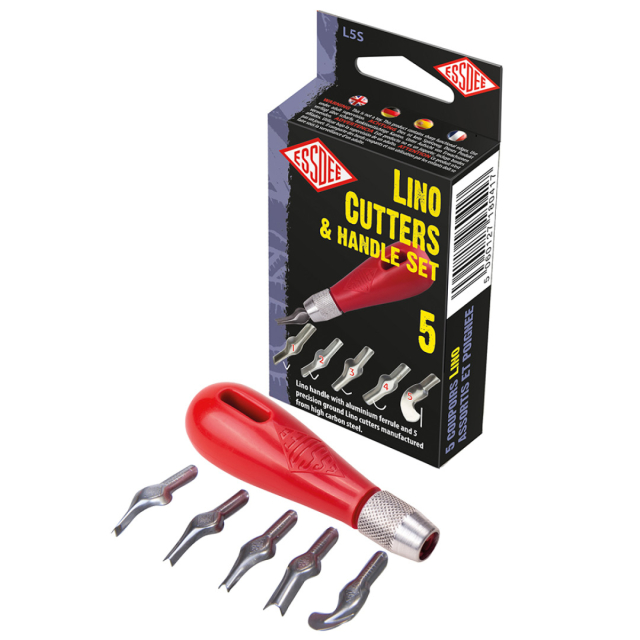 Lino Cutters and Handle Set 5 pcs
