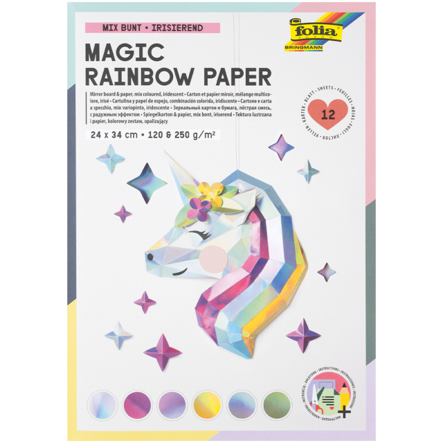 Mirror board & paper Magic Rainbow  12 Sheet