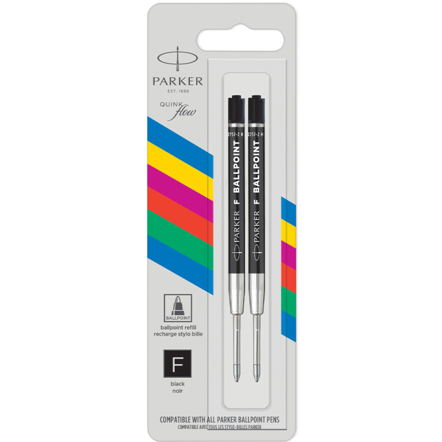 Ballpoint refill QuinkFlow Economy 2-pack Medium Black in the group Pens / Pen Accessories / Cartridges & Refills at Pen Store (131998)