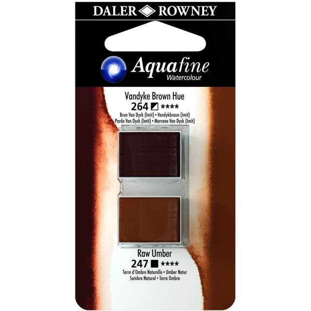 Aquarelle Half-pan Duo Vandyke Brown Hue/Raw Umber