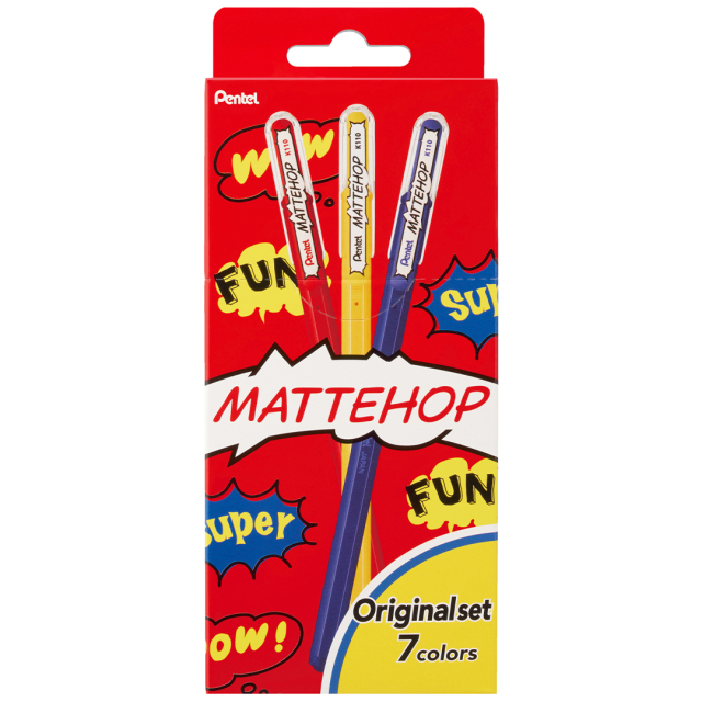 Mattehop Gel Roller Pen Original Colours Pack of 7