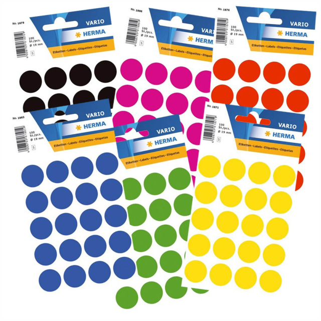 Multi-purpose labels Round Ø19mm 100 pcs