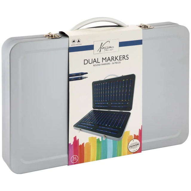 Dual-tip Markers in metal box Set of 36