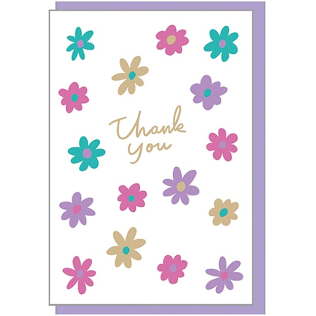 Thank you card Retro flowers