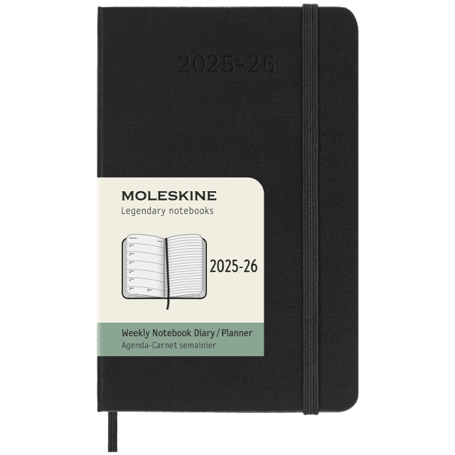 Diary 18M WeekNote Hard Cover Pocket Black
