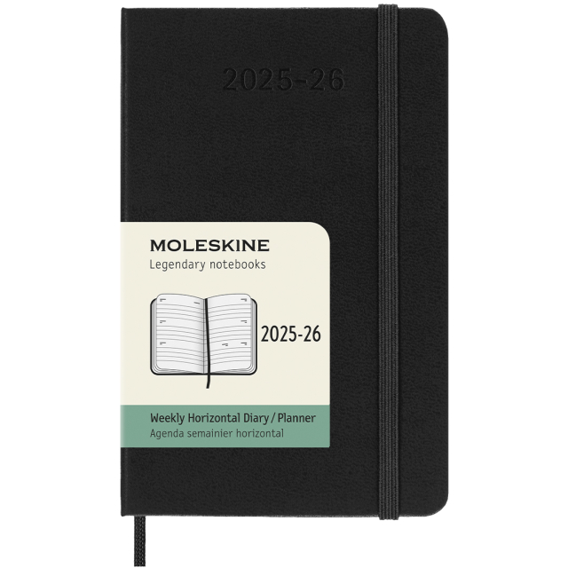 Diary 18M Weekly Hard Cover Horisontell Pocket Black