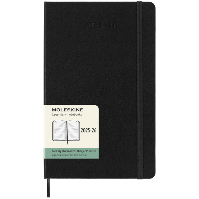 Diary 18M Weekly Hard Cover Horisontell Large Black