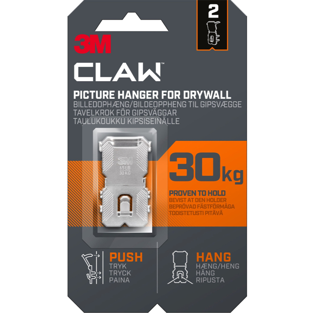 Claw Picture Hook for Plasterboard 30 kg 2-pack