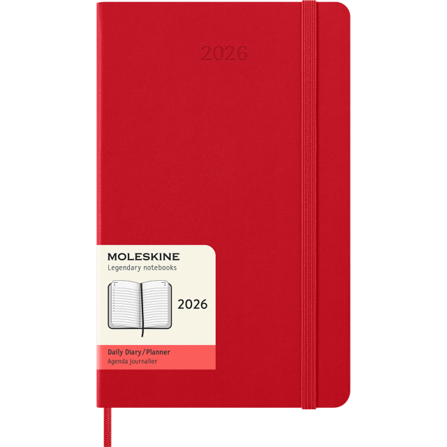 Diary 12M Daily 2026 Hardcover Large Red