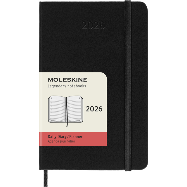 Diary 12M Daily 2026 Hardcover Pocket Black