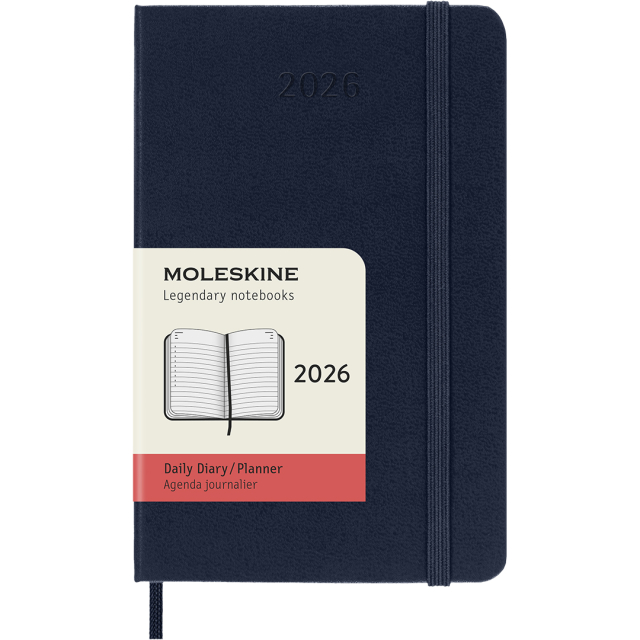 Diary 12M Daily 2026 Hardcover Pocket Sapphire Blue