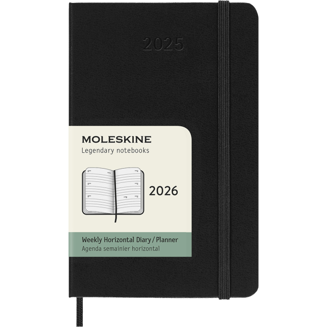 Diary 12M Weekly Horizontal 2026 Hardcover Pocket Black