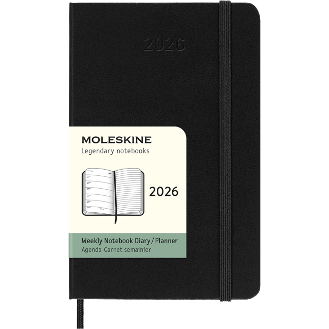 Diary 12M Weekly Notebook 2026 Hardcover Pocket Black